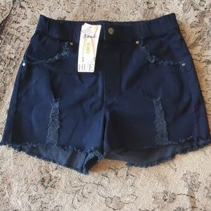 Shredded Denium High Waist Shorts
